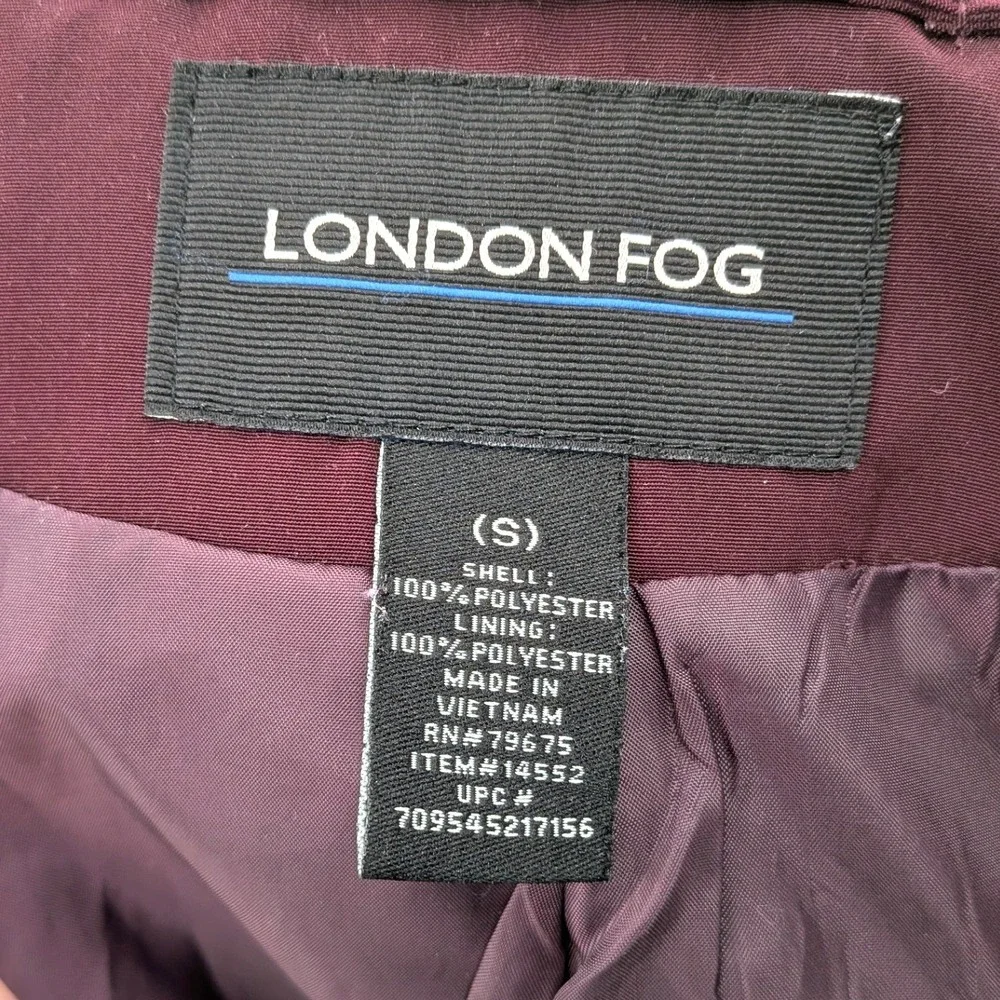 London Fog‎ Trench Coat Belted Double Breasted Plum Mid Length Classic S